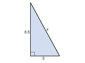 Which expression finds the length of side x in this right triangle
