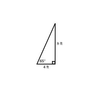 Given scalene right triangle with an acute angle of 65°. to the nearest tenth of a foot, determine t