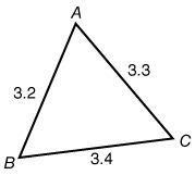 In the above triangle, which angle has the largest measure? ∠a ∠b ∠c all of the angles have equal m