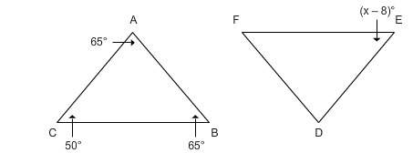Triangle abc and def are congruent. find x.