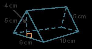 What is the surface area of the triangular prism shown? 32 square centimeters 120 square centimeter