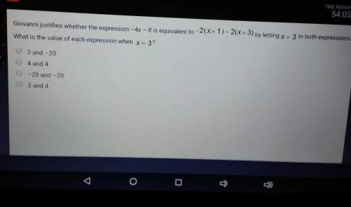 Giovanni justifies what is expression -4x - 8 is equivalent to -2( x + 1) - 2 ( x + 3 ) by letting x