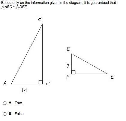 Based on the information given in the diagram, it is guaranteed that triangle abc is similar to tria