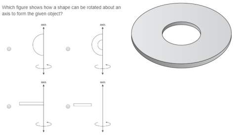 Asap! which figure shows how a shape can be rotated about an axis to form the given object?