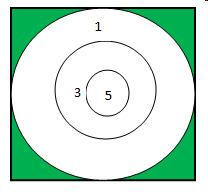 Khalid has a game board as shown below, which is a square with 20-cm sides. the area of the largest
