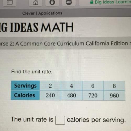 What the unit rate for 2 servings for 240 calories