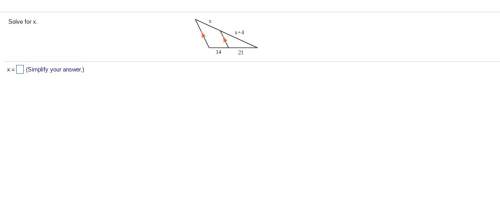 Solve for x. a triangle has the following sides, starting from the bottom and moving clockwise: a h