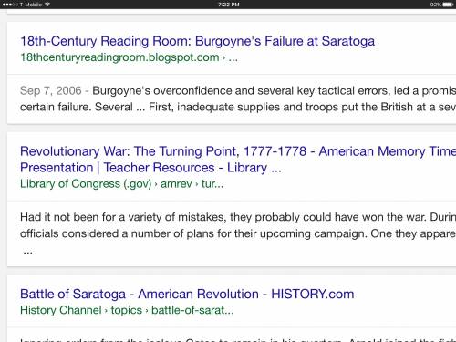 What mistake did the british make that led to their defeat at saratoga?