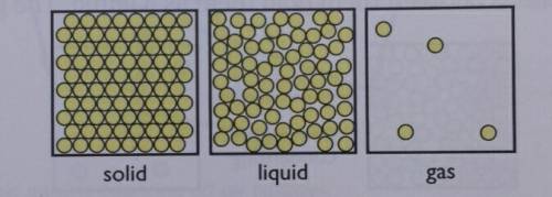 How are gases different from liquids and solids in terms of the distance between the particles?