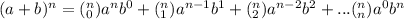 (a+b)^n = (_0^n) a^n b^0 + (_1^n) a^{n-1} b^1 + (_2^n)a^{n-2} b^2 +...(_n^n)a^0 b^n