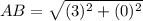 AB=\sqrt{(3)^2+(0)^2}
