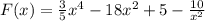 F(x)=\frac{3}{5}x^4-18x^2+5-\frac{10}{x^2}
