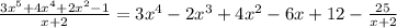 \frac{3x^{5}+4x^{4}+2x^{2}-1}{x+2} =3x^{4}-2x^{3}+4x^{2}-6x+12- \frac{25}{x+2}