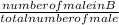 \frac{number of male in B}{total number of male}