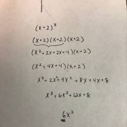 What is the coefficient of x2 in the expansion of (x + 2)3?