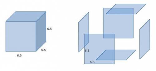 Find the surface area of a cube with a side length of 6.5