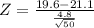 Z = \frac{19.6-21.1}{ \frac{4.8}{\sqrt{50}}}