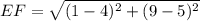 EF=\sqrt{(1-4)^{2}+(9-5)^{2}}