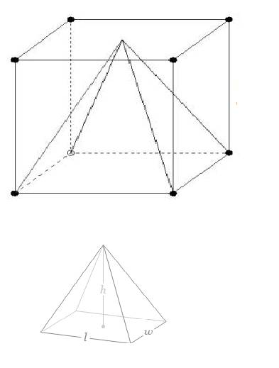 Given a cube with a volume of 18 cm3, what is the volume of a square pyramid that can fit perfectly