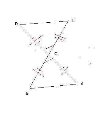 The proof that δacb ≅ δecd is shown. given:  ae and db bisect each other at c. prove:  δacb ≅ δecd w