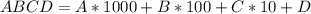 ABCD=A*1000+B*100+C*10+D