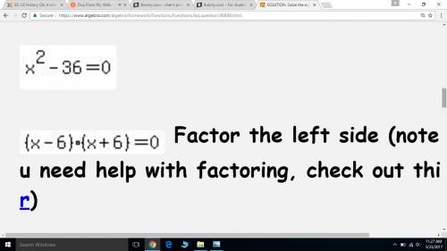 Find the solution set for this equation x^2-36=0