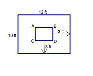 What is the area of abdc?  assume abdc lies in the center of the larger rectangle. a) 20 ft2  b) 22
