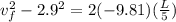 v_f^2 - 2.9^2 = 2(-9.81)(\frac{L}{5})