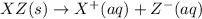 XZ(s)\rightarrow X^+(aq)+Z^-(aq)