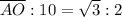 \overline {AO}:10 = \sqrt{3}:2