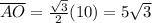\overline{AO} = \frac{\sqrt{3}}{2}(10) = 5\sqrt{3}