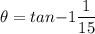 \theta = tan{-1}{\dfrac{1}{15}