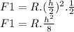 F1=R.(\frac{h}{2})^{2}.\frac{1}{2}\\F1=R.\frac{h^{2}}{8}