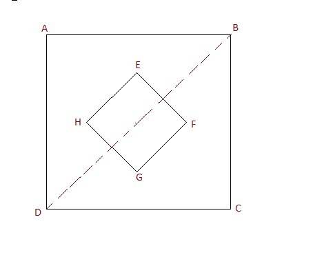 Square abcd and square efgh share a common center on a coordinate plane. is parallel to diagonal . a
