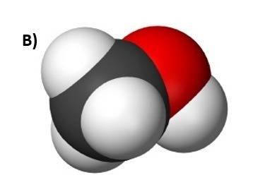 The molecular formula for methanol is ch3oh. which model shows methanol?  (black = carbon;  red = ox