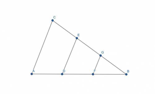 100 points and brainliest  a side of a triangle is divided into three congruent parts. two lines, pa