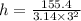 h=\frac{155.4}{3.14 \times 3^{2}}