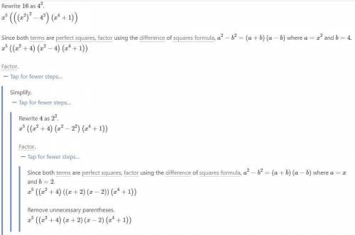 Factor completely. x^13-15x^9-16x^5