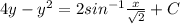 4y - y^{2} = 2sin^{-1}\frac{x}{\sqrt{2}} + C