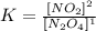 K=\frac{[NO_2]^2}{[N_2O_4]^1}