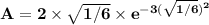 \mathbf{A =2 \times \sqrt{1/6} \times  e^{-3(\sqrt{1/6})^2}}