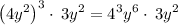 \left(4y^2\right)^3\cdot \:3y^2=4^3y^6\cdot \:3y^2