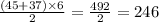 \frac{(45 + 37) \times 6}{2}  =  \frac{492}{2}  = 246