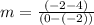 m=\frac{(-2-4)}{(0-(-2))}
