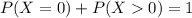 P(X = 0) + P(X0) = 1