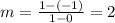 m=\frac{1-(-1)}{1-0}=2