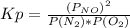 Kp=\frac{(P_{NO})^{2}}{P(N_{2})*P(O_{2})}