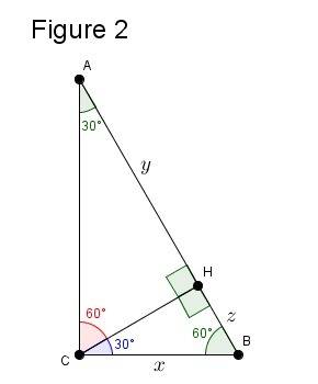 In the right triangle abc, ch (h is plotted on ab) is the altitude to the hypotenuse. find the ratio