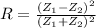 R=\frac{(Z_1 -Z_2)^2}{(Z_1+Z_2)^2}