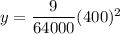 y = \dfrac{9}{64000}(400)^2